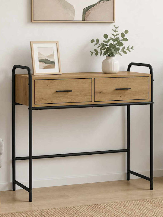 Konsolentisch aus Holz & Metall Braun L90xB33xH...