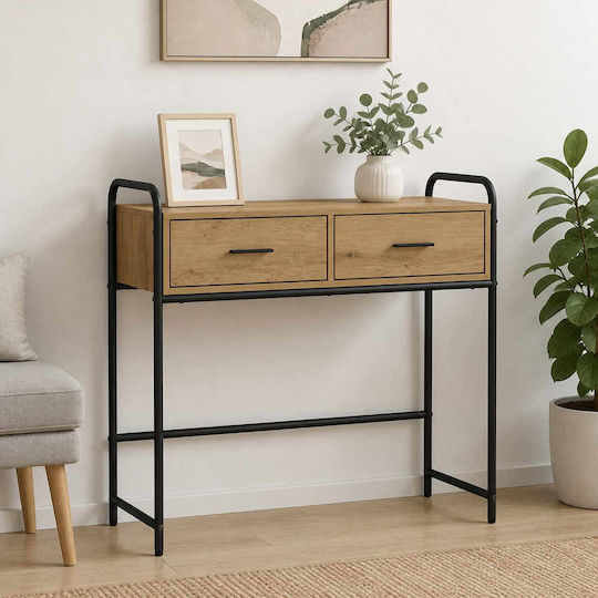 Console Table in Wood & Metal Brown L90xW33xH80.5 cm