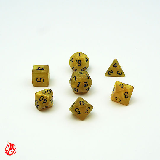 Set de zaruri muștar cu numere negre și săculeț pentru RPG Dungeons & Dragons Pathfinder jocuri de război