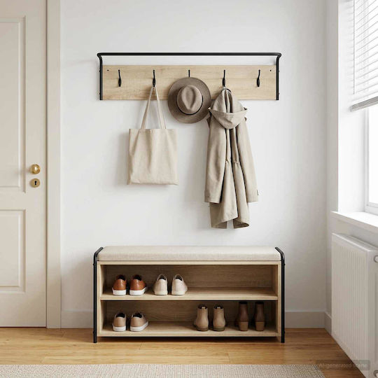 vidaXL Wandgarderobe Holz Braun 100x25x30 cm