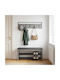 vidaXL Wooden Wall Hanger Grey 100x25x30cm