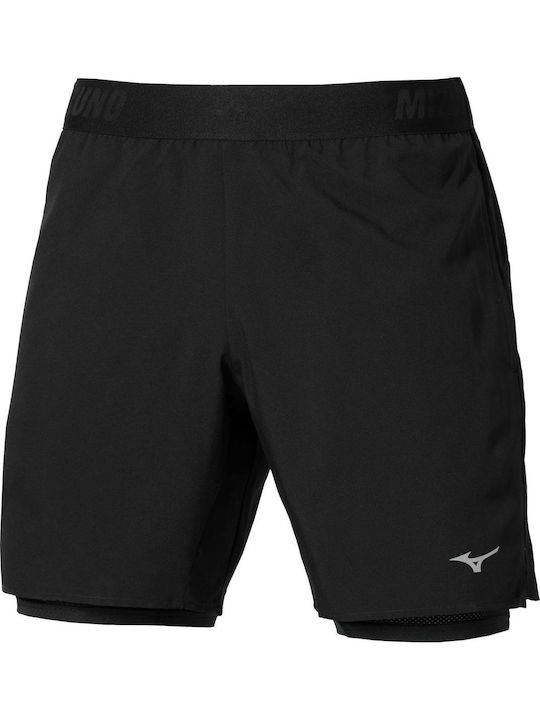 Mizuno Core 5.5 2-in-1 Sport Herren Shorts Schwarz