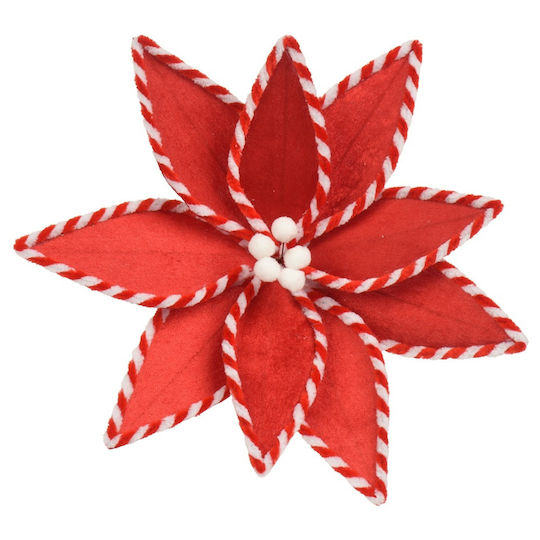 Decoris Decorațiune de Crăciun, Floare de Poinsettia din Plastic, Lungime 27 cm, Roșie