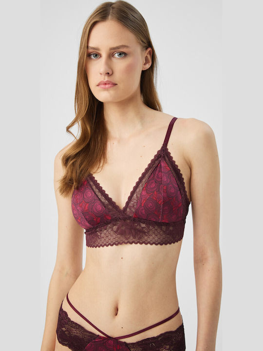 Triangle Women's Bralette with Removable Padding in a Burgundy Shade