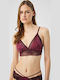 Triangle Women's Bralette with Removable Padding in a Burgundy Shade