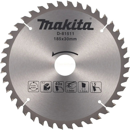 Makita Circular Δίσκος Κοπής Ξύλου με 40 Δόντια 185mm