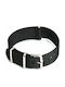 Mertzios.gr Schwarzes Nato-Uhrenarmband aus Stoff 22 mm