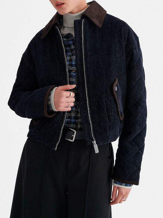 Geacă Scurtă de Iarnă pentru Femei Denimdarkblue