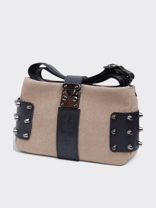City Lady Δερμάτινο Γυναικείο Clutch Suede Μπεζ