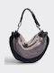 Triple Moon Suede Black Leather Women's Shoulder Bag