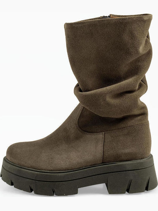 Ragazza Wildleder Damenstiefel Khaki