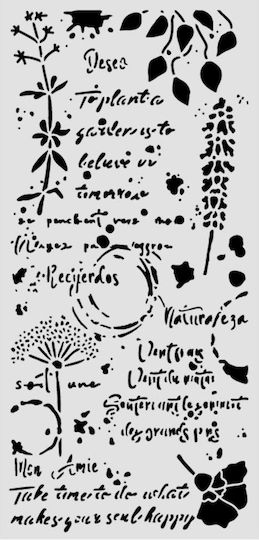 Thick Stencil 12x25cm Stamperia Flowers Poems Λουλούδια Επιστολές