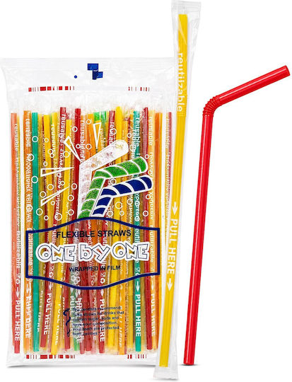Reusable Plastic Flexible Straws 100 Pcs 24x0.5cm Homie 1011204