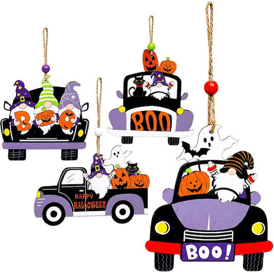 Hanging Wooden Halloween Decoration 11x7cm Random Design