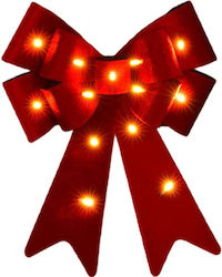 Beleuchtete Weihnachtsfigur aus Kunststoff in Form einer roten Schleife, 60 cm lang