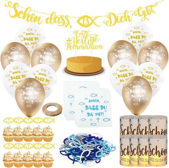 First Holy Communion Decoration Set Balloons Napkins 153 Pieces