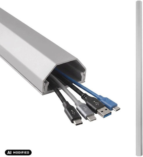 Maclean Silver Aluminum Cable Cover Channel 33x18x750mm Mctv-897 S
