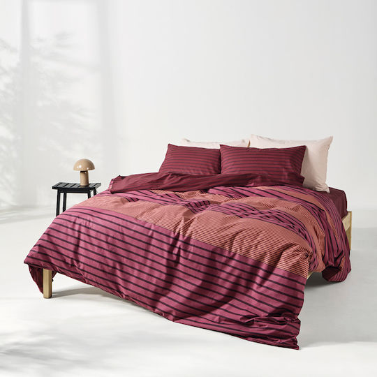 Kentia Esra Single Fitted Sheet Set 90x200+35cm Burgundy (3 Pieces)