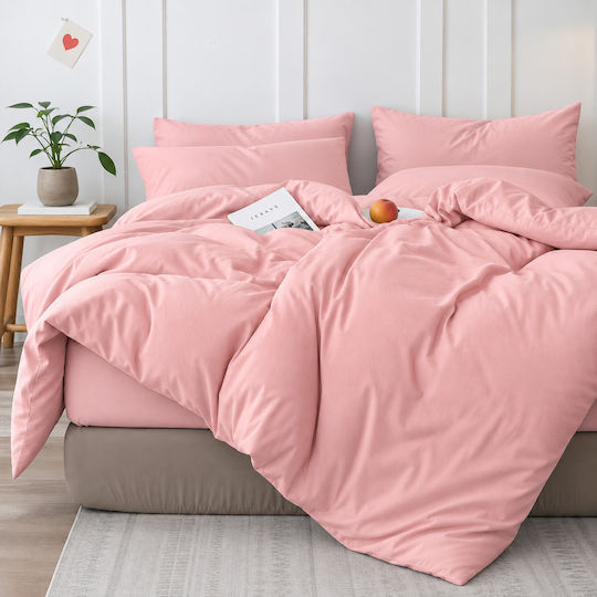 Saray Home Комплект Плик за завивка 160x220 см Единичен с Калъфка за възглавница Прасковен