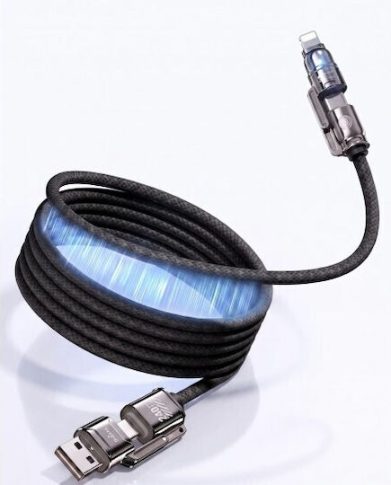 Hyperloq Braided USB to Cable Μαύρο 1.2m 54649622528338