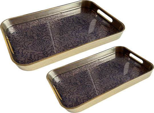 Espiel Decorative Glass Rectangular Tray 32.5x50.7x4.5cm 2 Pieces
