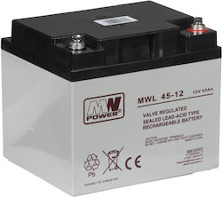 MW Power 12V/45AH-MWL Μπαταρία UPS 12V 45Ah