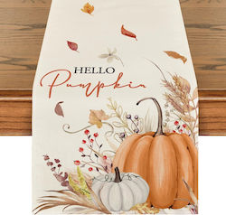Tischläufer Herbst Kürbisse Blumen Blätter 40 x 240 cm Orange