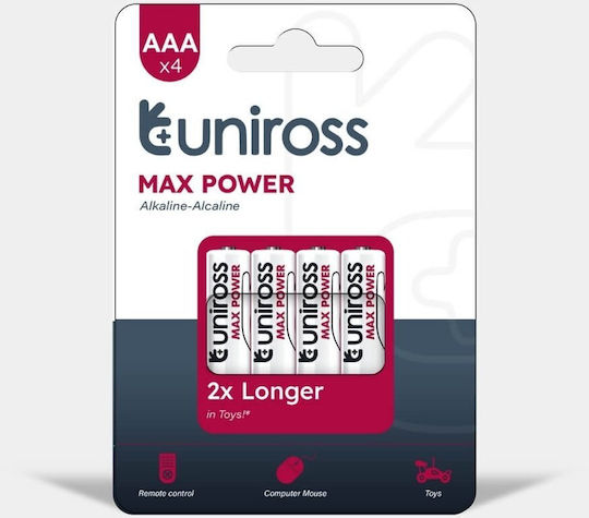 Uniross Max Power Baterii Alcaline AAA 1,5 V 4 Buc