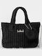 Gestrickte Schwarze Damenhandtasche / Schultertasche / Crossbody-Tasche