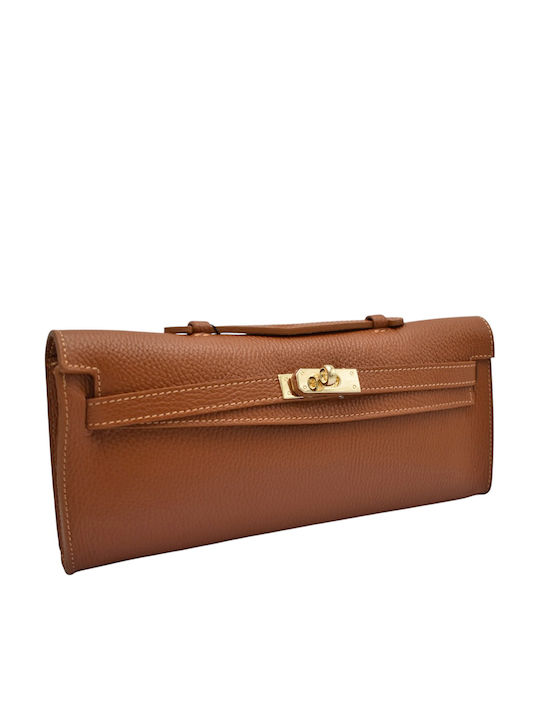 Braune Leder-Clutch für Damen