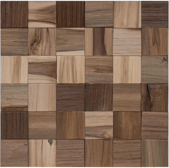 3D Wall Panels Solid Wood Beige 30x30x2 cm 11 pcs