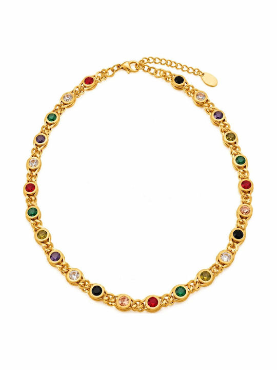 Charmy Choker από Επιχρυσωμένο Ατσάλι με Ζιργκόν