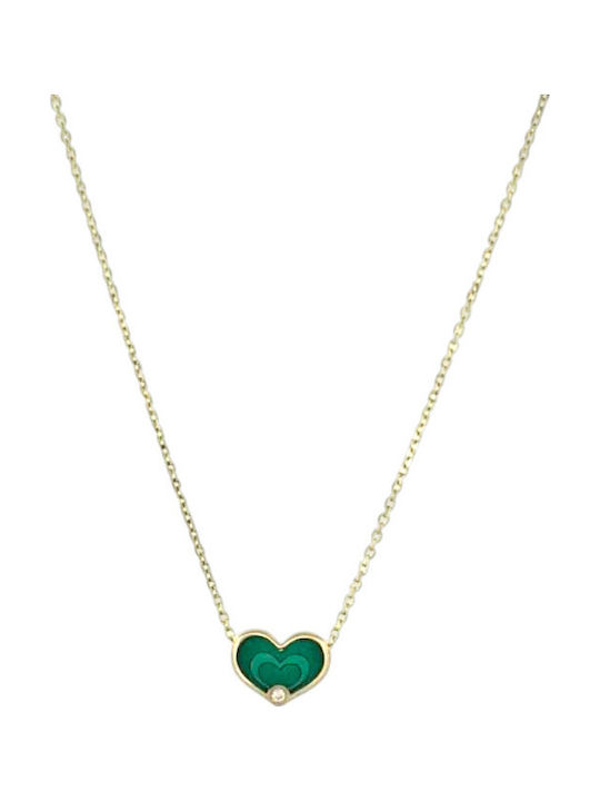 Rubini Necklace with a Heart Design in 14K Gold Green