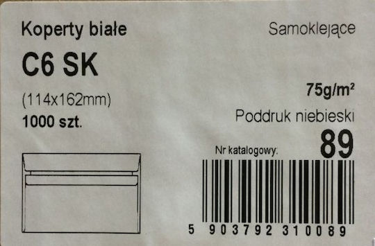 NC Koperty Комплект Пликове За Писма A6 С Лепенка 50 Бройки 11.4x16.2см Бели