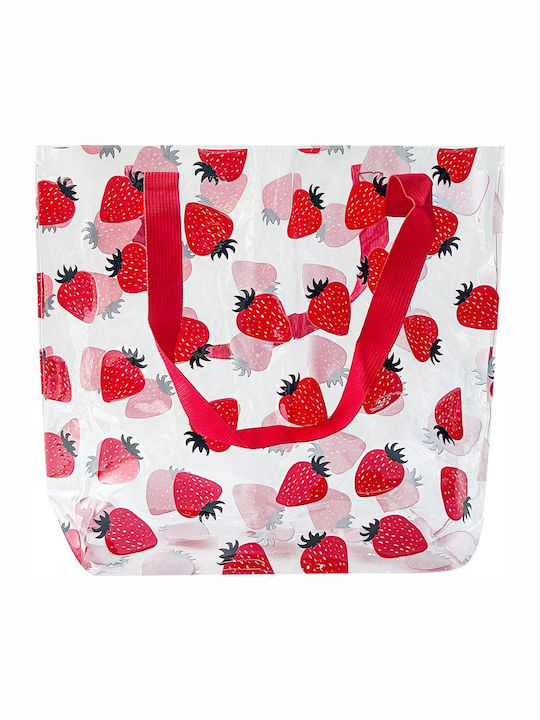 Strawberries Πλαστική Τσάντα Θαλάσσης με Νεσεσέρ Κόκκινη