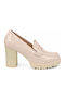Beige Pumps with a Chunky High Heel WI-YL276-27HH-Beige