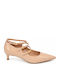 Beige Pumps with Strap & Thin Medium Heel WI-1803-27HH-BEIGE