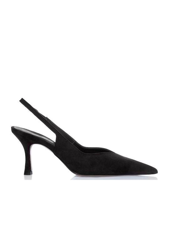 Sante Leather Pumps with Medium Heel Black