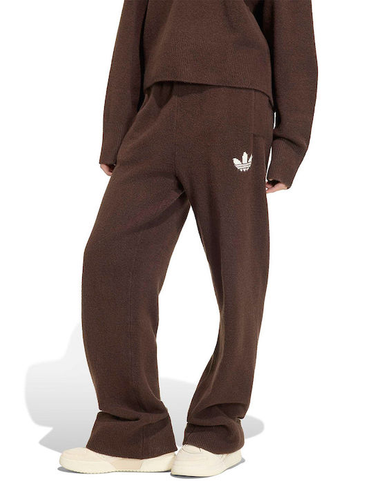 adidas Women's Brown Fabric Trousers with Elastic Waist