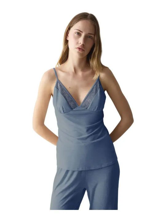 Triumph Winterliches Damen-Pyjamaoberteil Indigo Veil