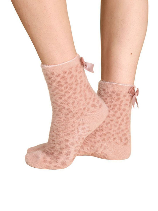 Noidinotte Damen-Einfarbige Socken Leopard Pink