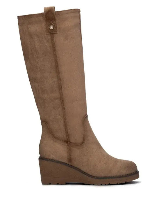 Refresh Wildleder Damenstiefel in Tabakbraun
