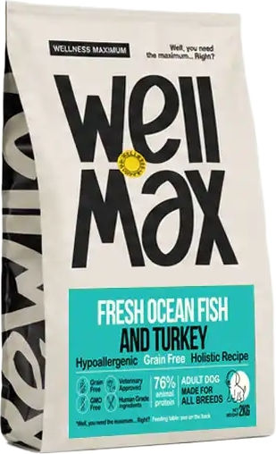 Wellmax Grain-Free Dry Dog Food for Adult Dogs Fresh Ocean Fish & Turkey 2 kg