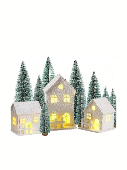 LUKIUP Beleuchtetes Weihnachtsdeko-Dorf Beige 12 Stück