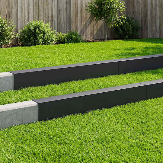 Garden Edging Profiles 10 Pcs 100 x 15 x 15 cm Steel Black 8012963 Black
