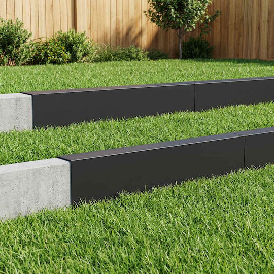 Garden Edging Profiles 10 Pcs 100 x 6 x 15 cm Steel Black 8012949 Black