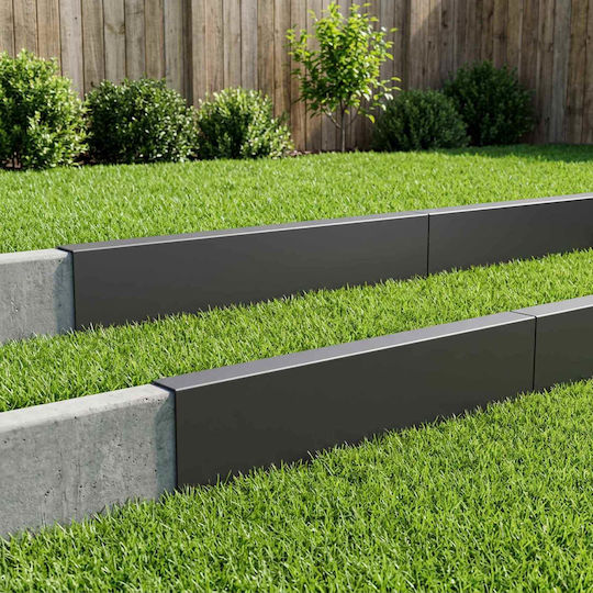 Garden Fence Cover Profiles 10 Pcs 100 x 5 x 15 cm Steel Black 8012935 Black