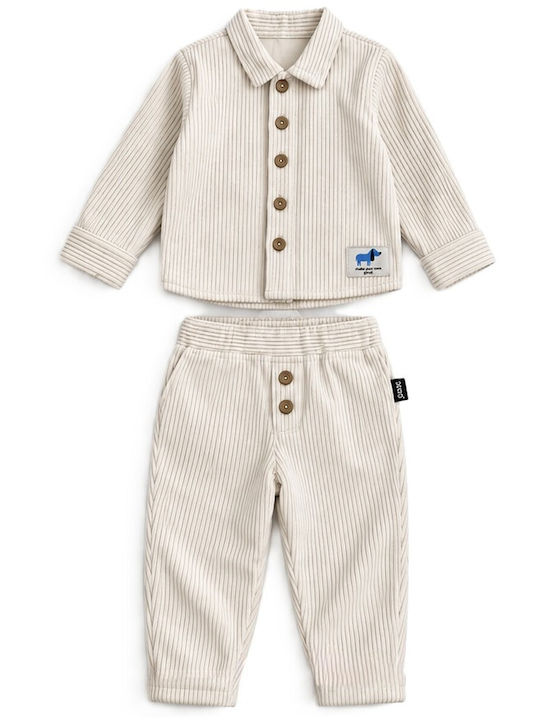 Gang Set pentru Copii cu Pantaloni 2 Bucăți Ecru