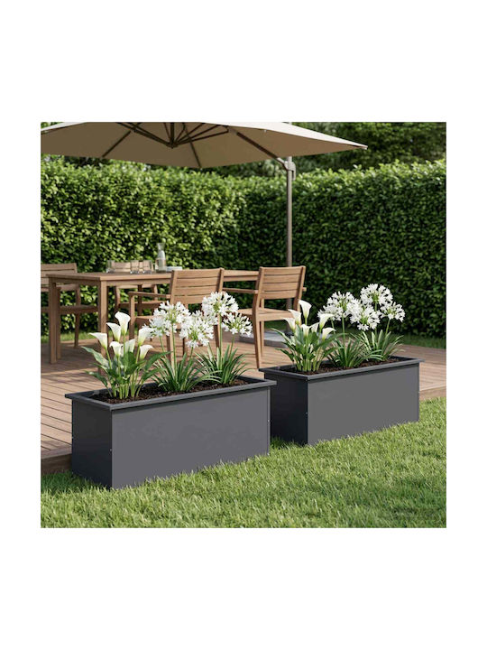 vidaXL Set of 2 Metal Planter Boxes Anthracite
