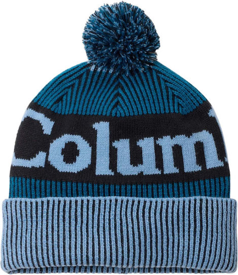 Polar Powder III Pom Pom Beanie Unisex Fleece Knitted Beanie in Blue